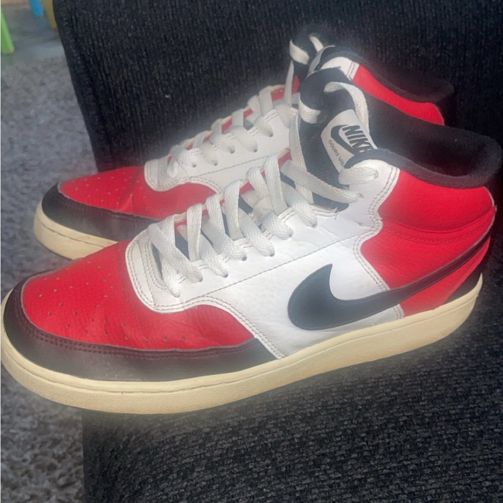 Size 9 - Nike Court Vision Mid Satin Red